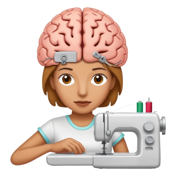 Una persona cosiendo un cerebro sticker