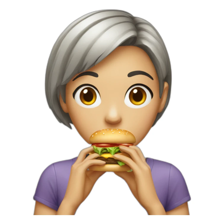 a-girl- with- short- hair-eating- burger sticker