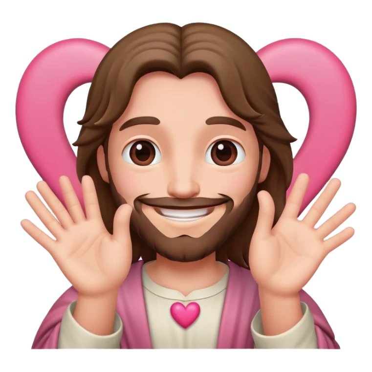 Happy Jesus forming a pink heart with fingers sticker