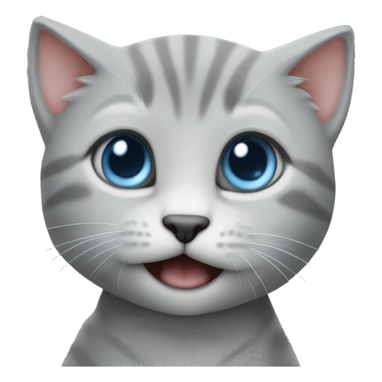 blue eyes grey kitten bites hand  sticker