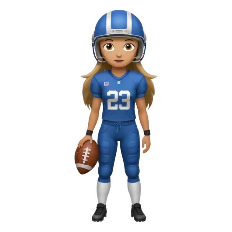 Long Haired Football Players, Female player, full body sticker