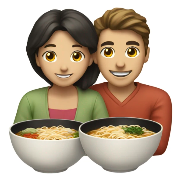 Man and women eating ramen  sticker