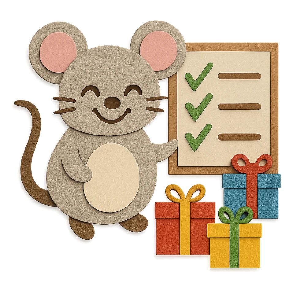 Change the mouse's face so the eyes have a laughing expression, while all other design elements remain unchanged sticker