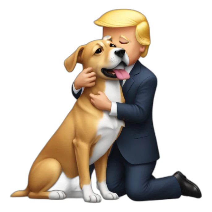 trump kissing a dog sticker