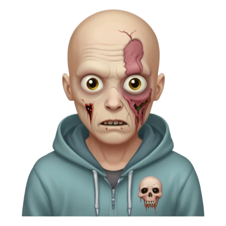 bald zombie with "VOVA MALTSEV" hoodie sticker