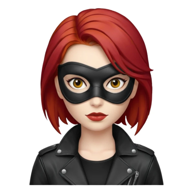 woman thief chic with robber mask and red hair sticker