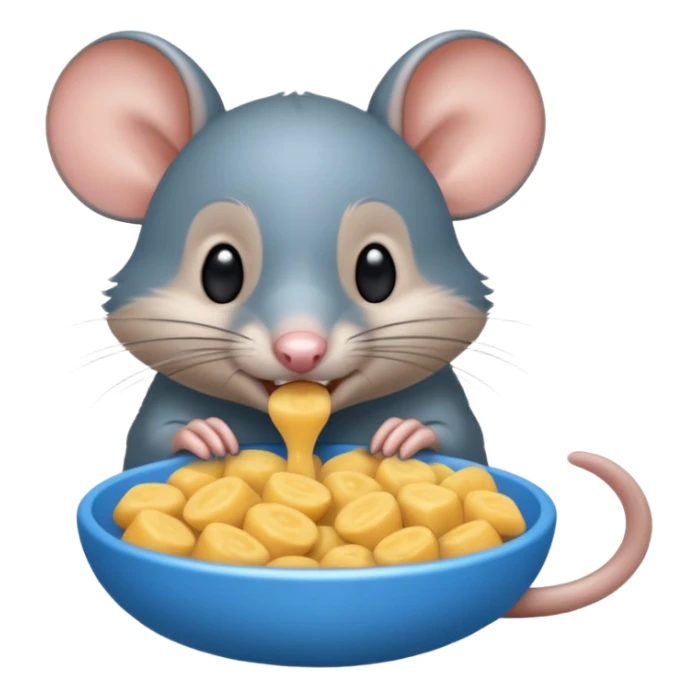 raton gris comiendo gomita redonda azul sticker