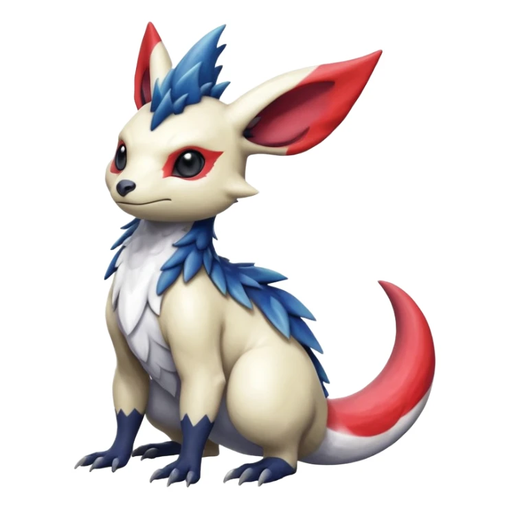 Scaly cute colorful exotic realistic painted smooth glossy Zangoose-Salandit-Minccino-Absol-fusion sticker