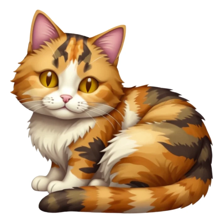 full body colourful light patched calico tabby cat with hazel eyes sleeping sticker