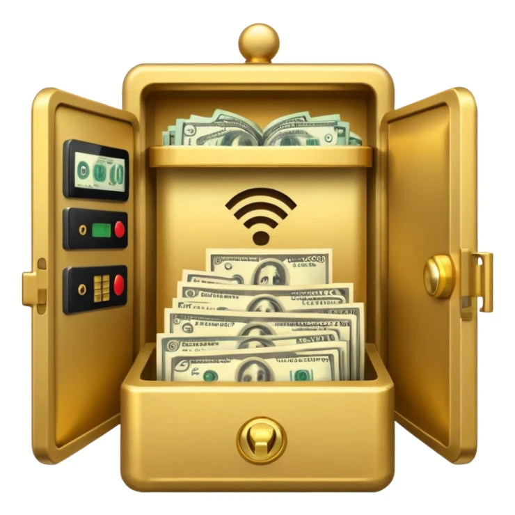 open filled cash money wifi vault sticker