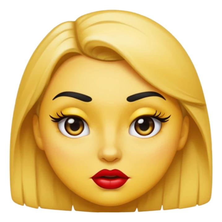 classic round yellow emoji face, bratty mean girl expression, thick lashes, glossy lips, side-eye smirk, dramatic eye makeup, sassy attitude, cartoon style, no body sticker