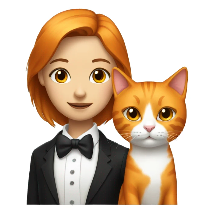 tuxedo girl and orange cat sticker