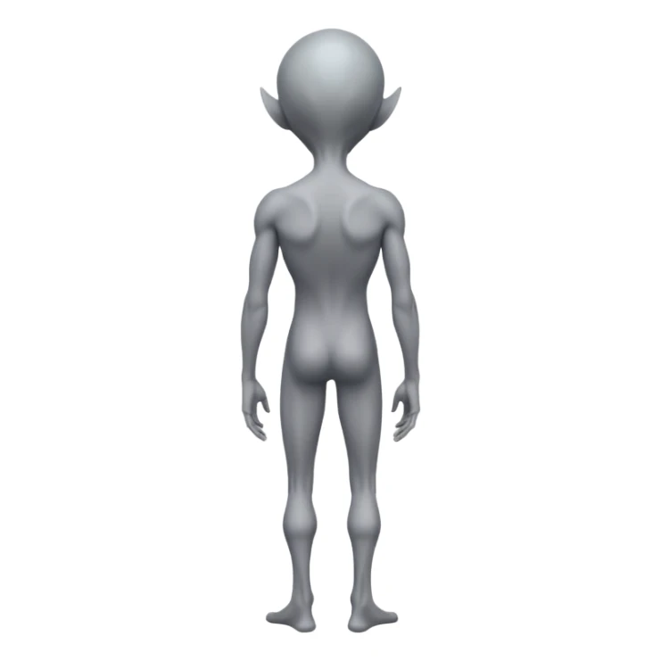 fullbody gray alien looking over his shoulders, rear backview sticker