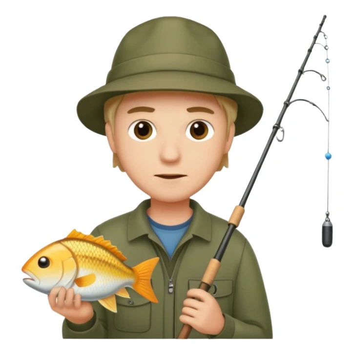 a man holding a fishing rod sticker