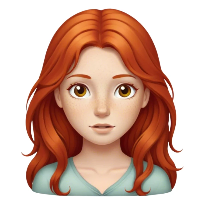 Red-haired girl with long hair and freckles sticker