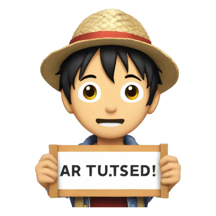 Luffy holding a sign that protests ai sticker
