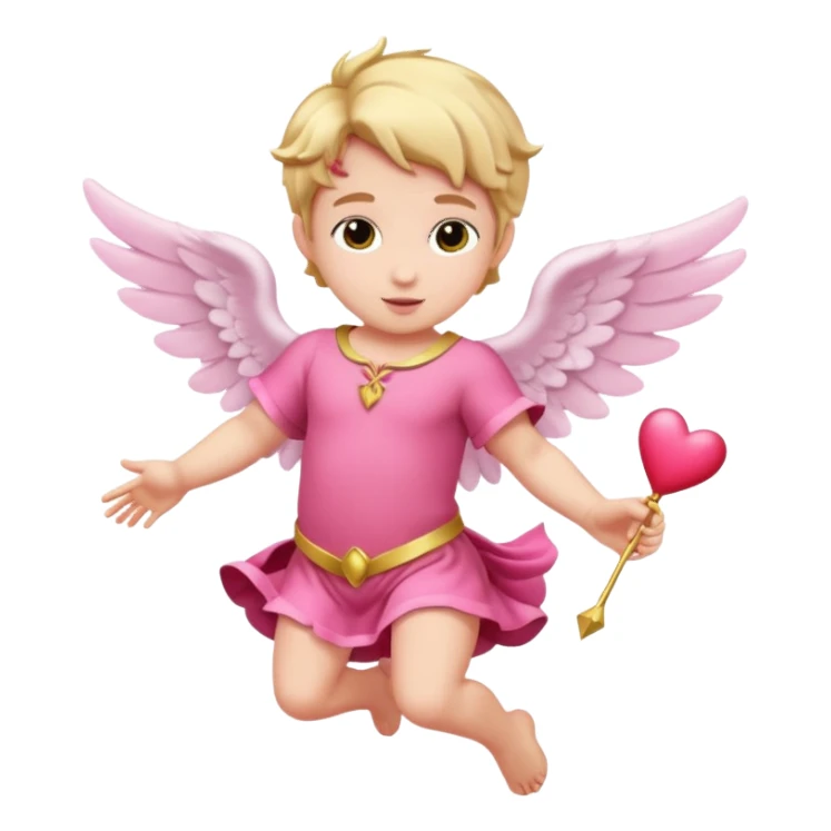 Full body Cupid in pink with no bow in hair flying sticker