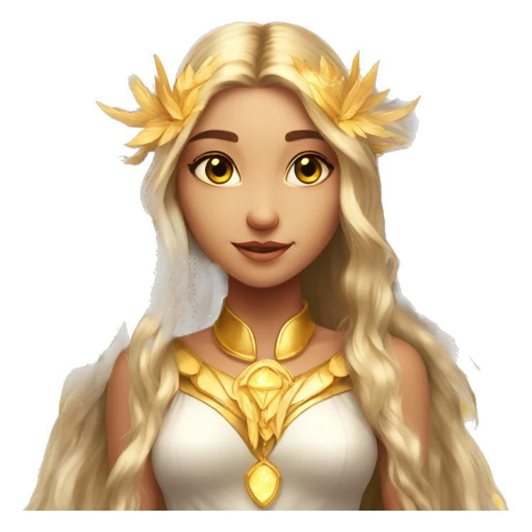 big wings, sun, gold, Beautiful, fairy, long hair sticker