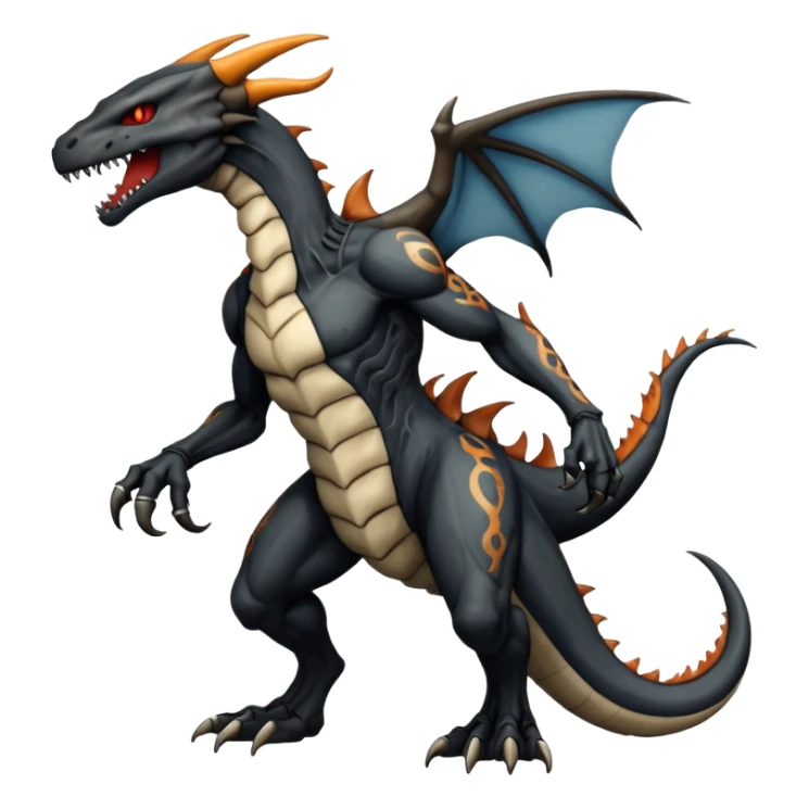  Venom-Marowak-Charizard-Xenomorph-hybrid-fantasy-creature (full body) with tattoos and scale markings sticker