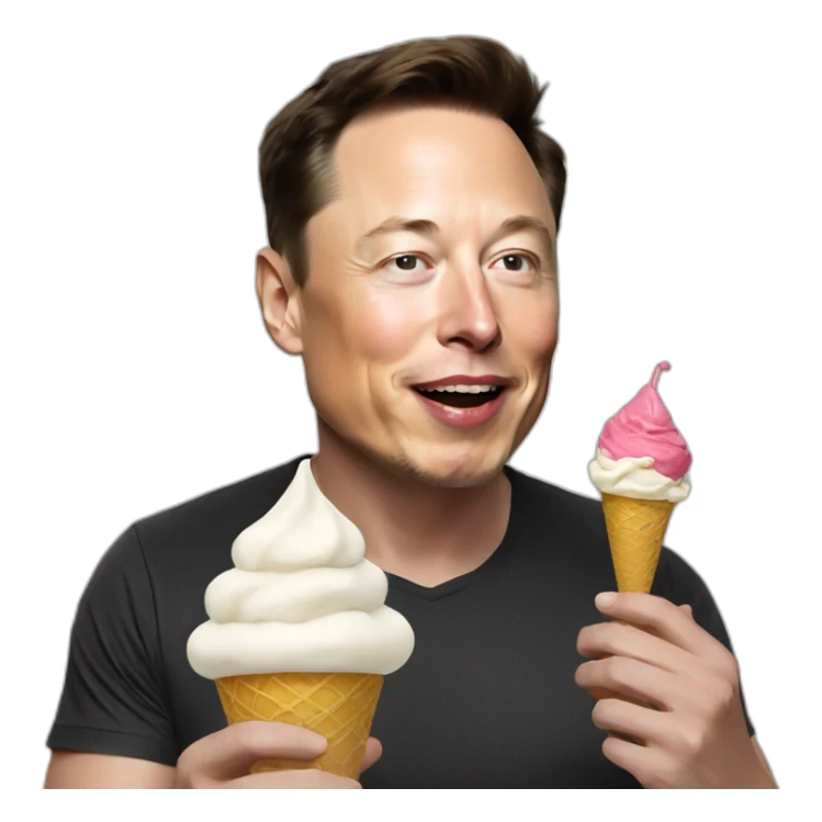 Elon musk eating an ice cream sticker