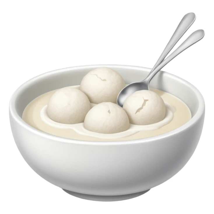 smooth glutinous flour ball in ceramic chinese bowl and spoon sticker