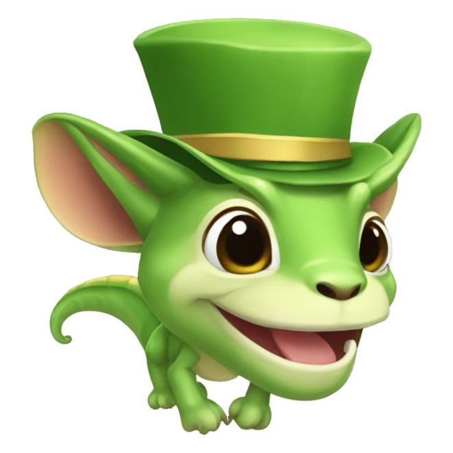 camaleon verde sonriendo con cara de humano y un abrigo y gorro puestos sticker