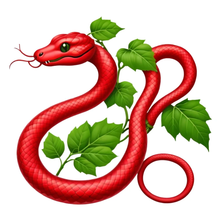 Japanese snake gourd (Karasu Uri) with distinctive bright red fruit and green leaves, traditional Japanese folk motif sticker