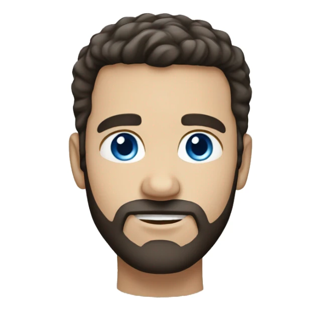white male dark brown hair, short beard and blue eyes sticker