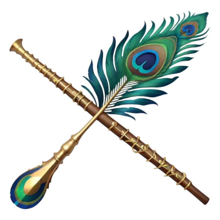 peacock feather emoji with krishna flute sticker
