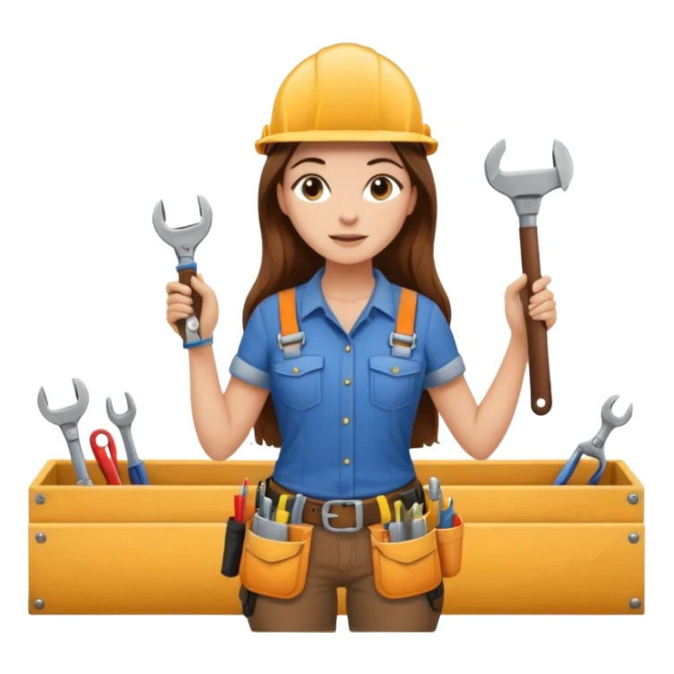 beautiful girl with long brown hair constructing new lounge room sticker