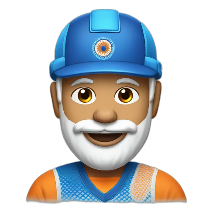 narendra modi in blue indian cricket team jersey with tongue out sticker