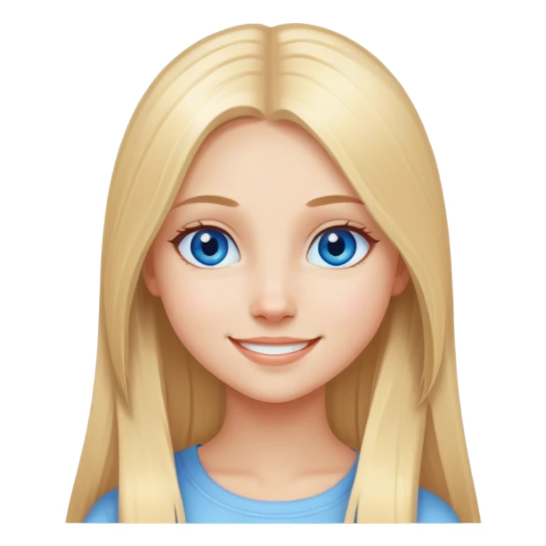 Straight long blonde hair and blue eyes girl sweet smile sticker