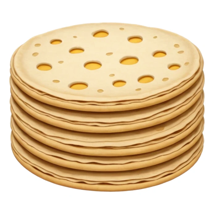 stack of 2 round soft tortillas light beige to golden brown spots slightly irregular curled edges smooth flour-dusted matte surface no plate no extras soft lighting subtle shadows emoji scale sticker