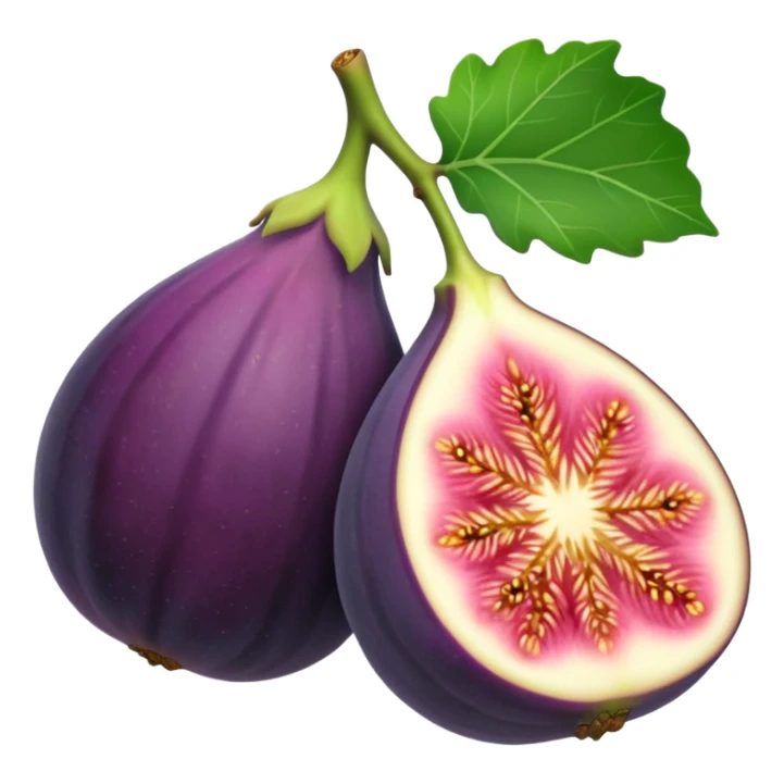 Please create a emoji of a cross-section of a fig with a small leaf sticker