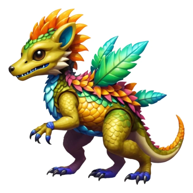 Colorful shiny furry scaly smooth glossy Vernid-Protogen-Grem2-Wickerbeast-Bagbean-animal-fusion-hybrid-creature sticker