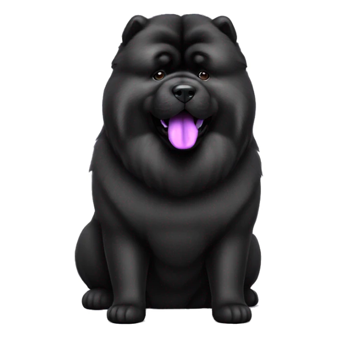 Full body black Chow chow with purple tongue, photorealistic 4k sticker