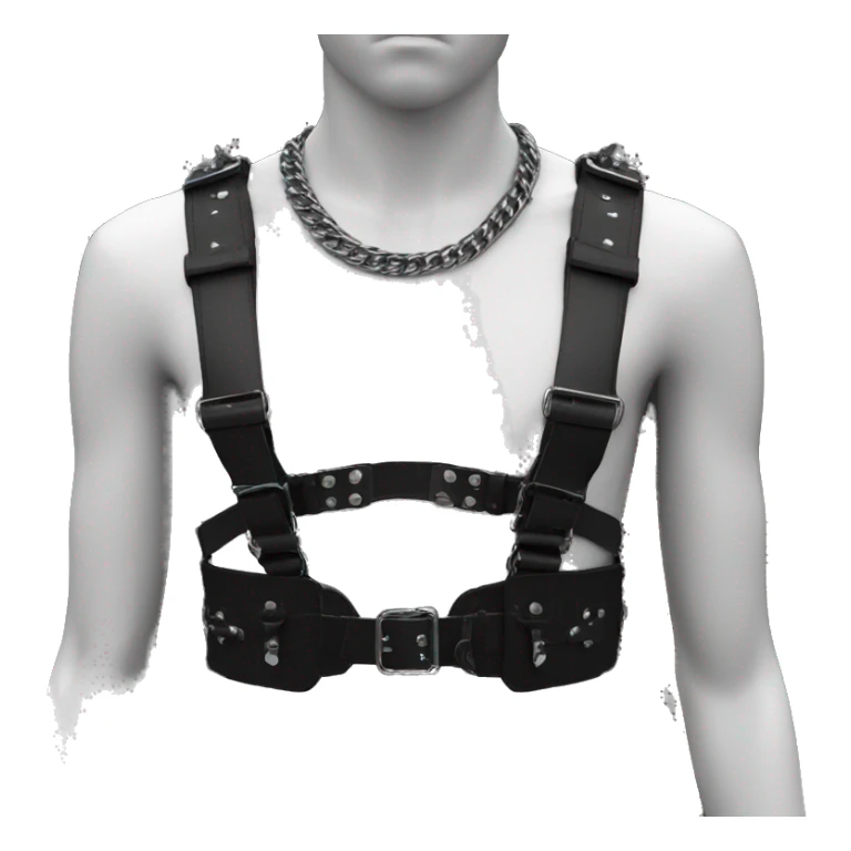 Black punk fashion chest leather harness sticker