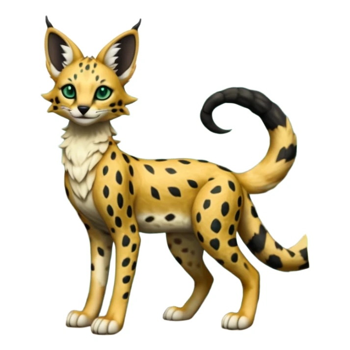 Epic complex detailed dark-hunter-green, black, realistic aesthetic-scenic-Fakémon-Sprigatito-Floragato-Meowscarada-Trico-Sergal-Serval-Vernid-creature (full body) sticker