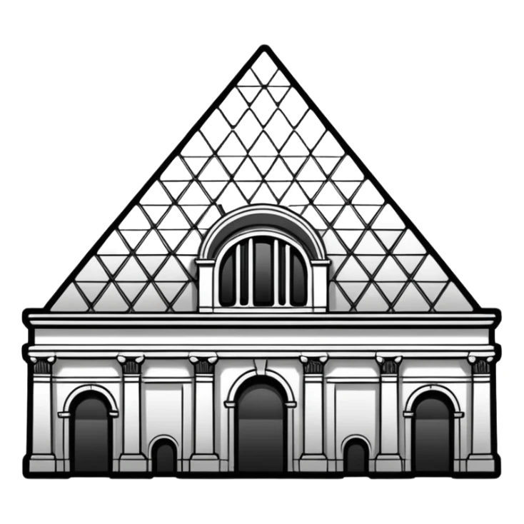 I want a graffiti style Louvre museum sticker. 
it must be black and white sticker