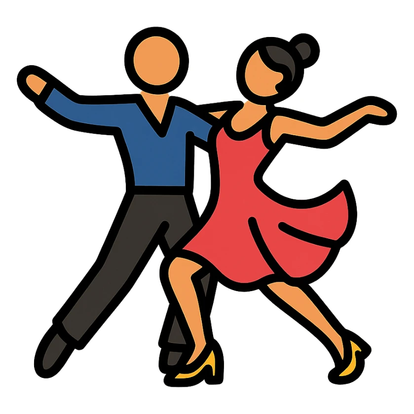 latin ballroom dance elegant couple in motion vibrant costumes dynamic pose icon sticker