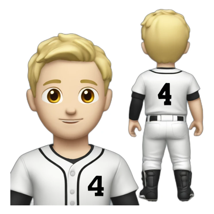 Blonde short hair male baseball player. From back looking over shoulder. Name on back of uniform is C-Rob with a number 4 sticker