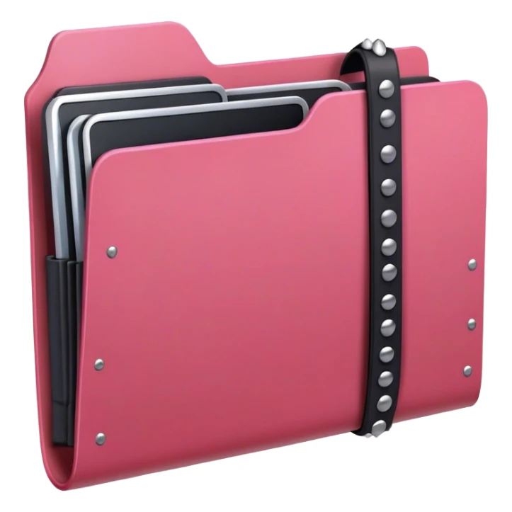 red folder with iron rivets and black beltpink folder with iron rivets sticker