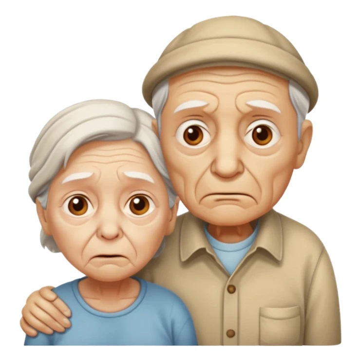 Old person with permanent confusion and deep sadness in their eyes hobbling around with their shell of a partner sticker