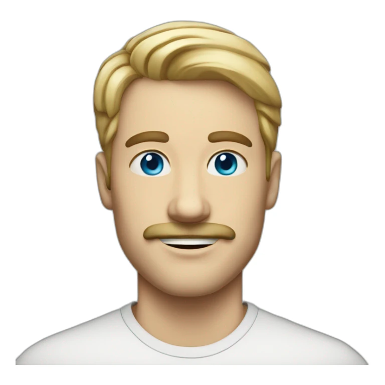 thirty years old tall short blond man with moustache and blue eyes sticker