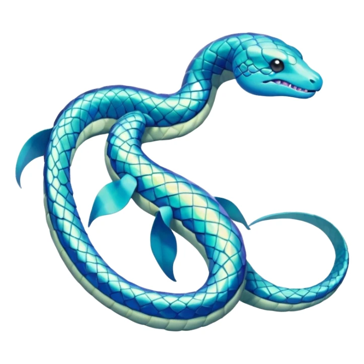 Sleek Serpentine Aquatic Ribbon-bodied Elegant Pokémon-Fakémon-Digimon-Creature, (full body) sticker