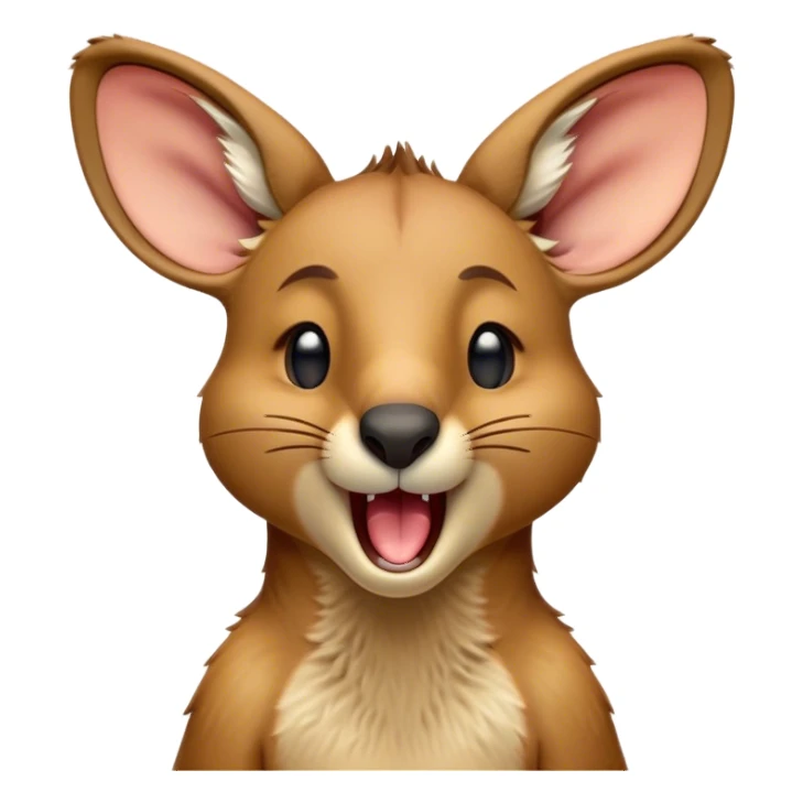 Cinematic Realistic Cute Yawning Kangaroo Portrait Emoji, Head tilted slightly with a dramatic, wide-open yawn, showcasing a soft, textured tawny coat with gently drooping ears and half-closed, drowsy eyes, rendered in exquisite natural detail, high shine, relaxed yet expressive, styled with a dash of rustic charm, soft glowing outline, capturing the essence of a sleepy yet affectionate kangaroo that appears ready to stretch out and settle into a peaceful nap! sticker