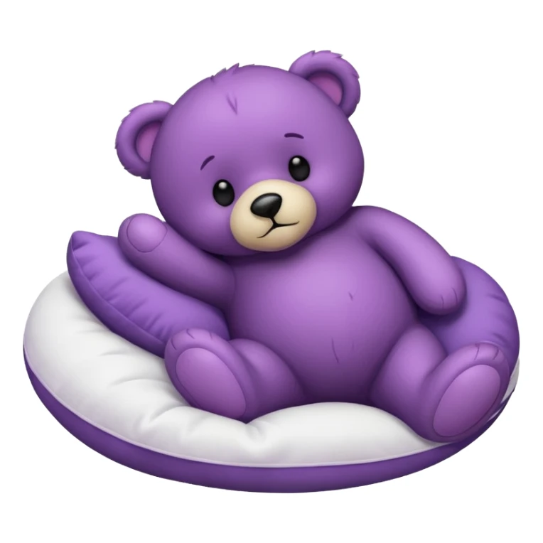 Purple teddy bear sleeping on a white pillow  sticker