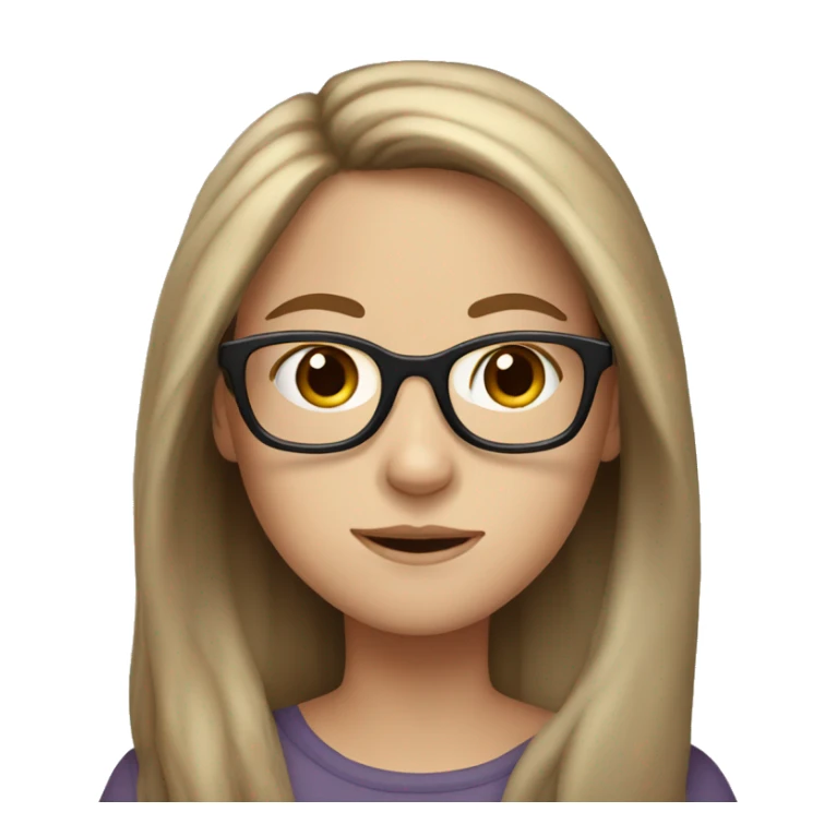 White girl with a brown long hair and glasses sticker