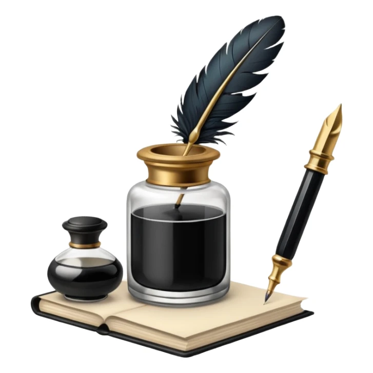 Vintage Academia Quill + inkwell  sticker