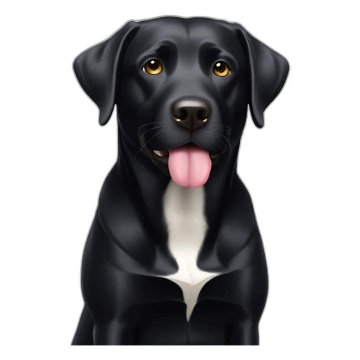 Black lab triangular face small black eyes small tongue white mustache sticker